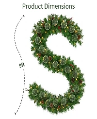 Puleo International 9' Battery-Operated Pre-Lit Pine Garland