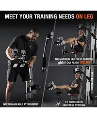 Mikolo Home Gym Station with 150LB Weight Stack, Multi-Function Exercise Equipment for Full Body Training