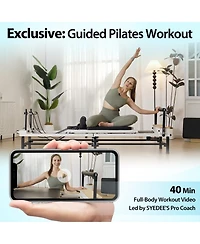 Mikolo 91" Adjustable Height Pilates Reformer – Piano Wire Springs, Jump Board, Foldable Design