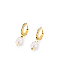 Atolea Freshwater Pearl Huggie Hoop Earrings