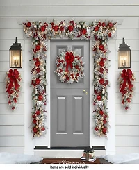 Puleo International 26" Pre-Lit Decorated Flocked Wreath