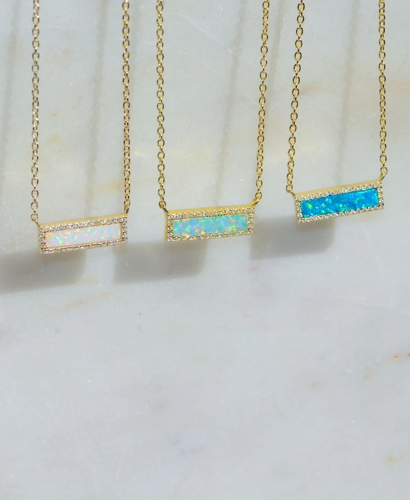 Kamaria Reflection Necklace with Lab Grown Opal in 14k Gold Plated Sterling Silver