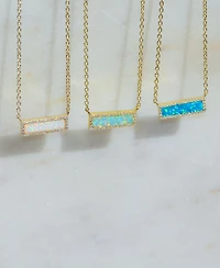 Kamaria Reflection Necklace with Lab Grown Opal in 14k Gold Plated Sterling Silver