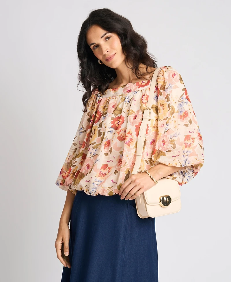Vince Camuto Women's Square Neck Bubble Blouse