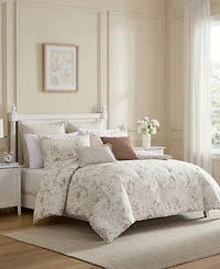 Laura Ashley Branch Toile Cotton 7-Piece Comforter Set, Full/Queen