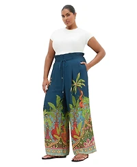 City Chic Plus Fools Paradise High-Rise Print Wide-Leg Pants