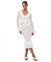 Miss Circle Women's Urvi Crochet Ruffled Midi Skirt