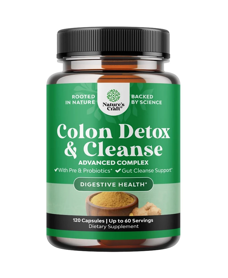 Nature's Craft Herbal Colon Supplement with Senna Leaf, Cascara Sagrada and Psyllium Husk | 120 Count