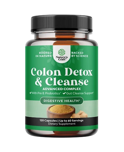Nature's Craft Herbal Colon Supplement with Senna Leaf, Cascara Sagrada and Psyllium Husk | 120 Count
