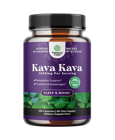 Nature's Craft Kava Kava Root Extract Supplement 1000mg per Serving - Herbal Kava Root Capsules with Kavalactones - Non-gmo