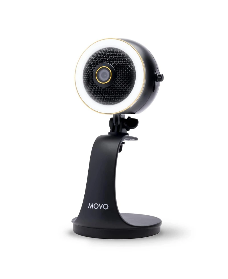 Movo WebMic Hd Pro All-in-One Webcam with Mic and Ring Light in Silver- 1080p Hd Camera, Pro Cardioid Condenser Microphone, Led Ring Light
