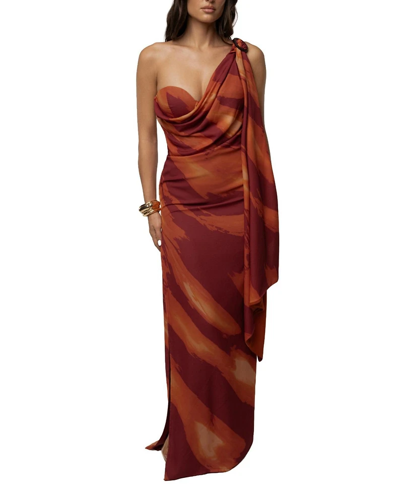 Jluxlabel Women's Gallery Night One-Shoulder Asymmetric Drape Maxi Dress