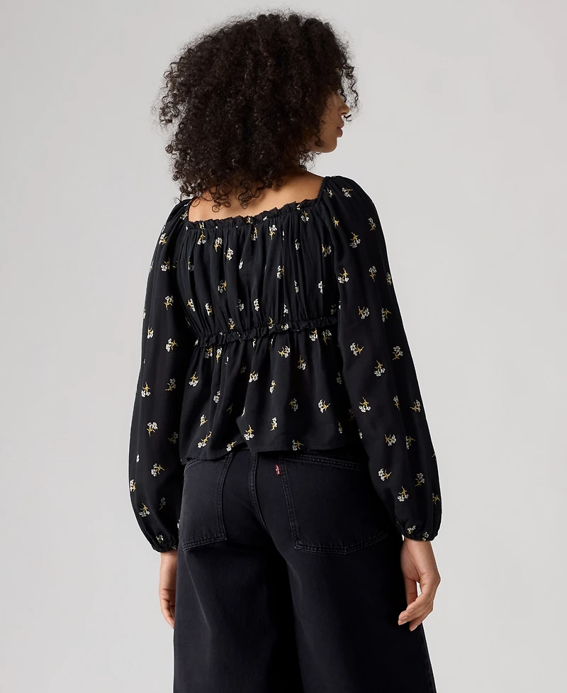 Levi's Women's Oraya Front-Tie Floral-Print Scoop Neck Blouse