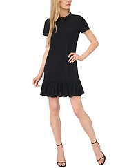 CeCe Women's Short-Sleeve Ruffle Hem Mini Dress with Sequin Neck Opening