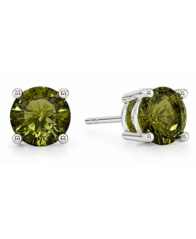 And Now This Glass Stone Stud Earrings Silver-Plate