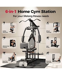 Fed Fitness MW5 Multifunctional Home Gym Station Aluminum Pulley Plate-Loaded Full-Body Workout Equipment (Weight Plates Not Included