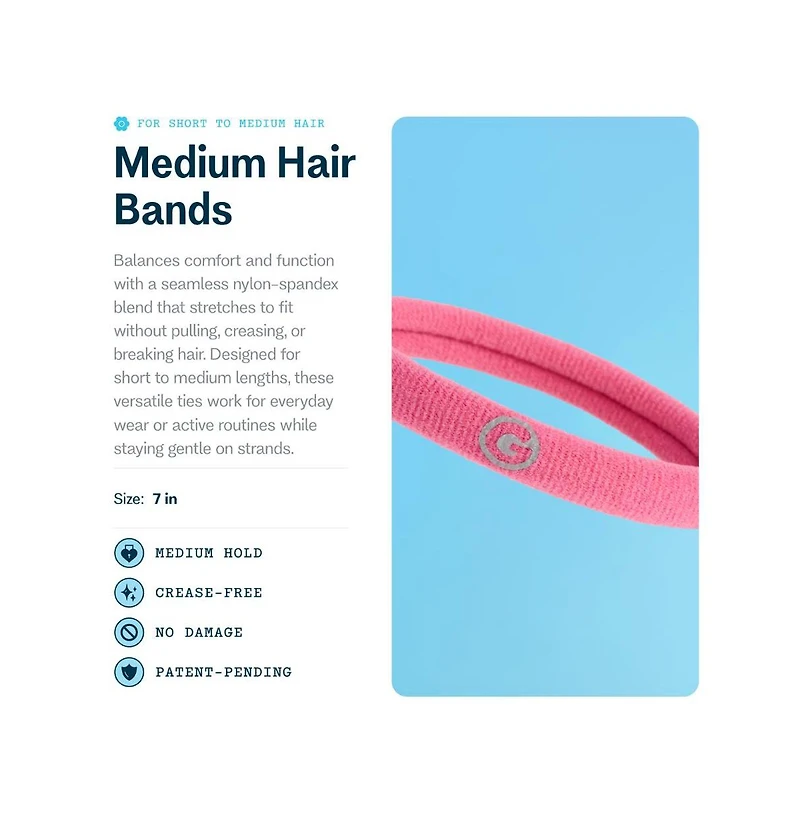 Gimme Beauty Medium Hair Bands Seamless Nylon, Snag Free Hair Ties with Firm, Lasting Hold 12 Pack