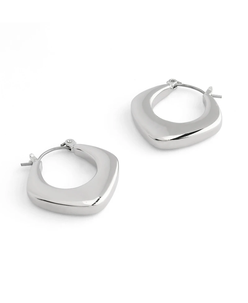 Steve Madden Silver-Tone Bubble Grunge Square Hoop Earrings