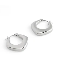 Steve Madden Silver-Tone Bubble Grunge Square Hoop Earrings
