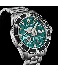 Stuhrling 1013 Men s Automatic Watch Swiss Movement Turquoise Dial Gunmetal Bezel Stainless Steel Bracelet 200M Water Resistant Diver Date Window