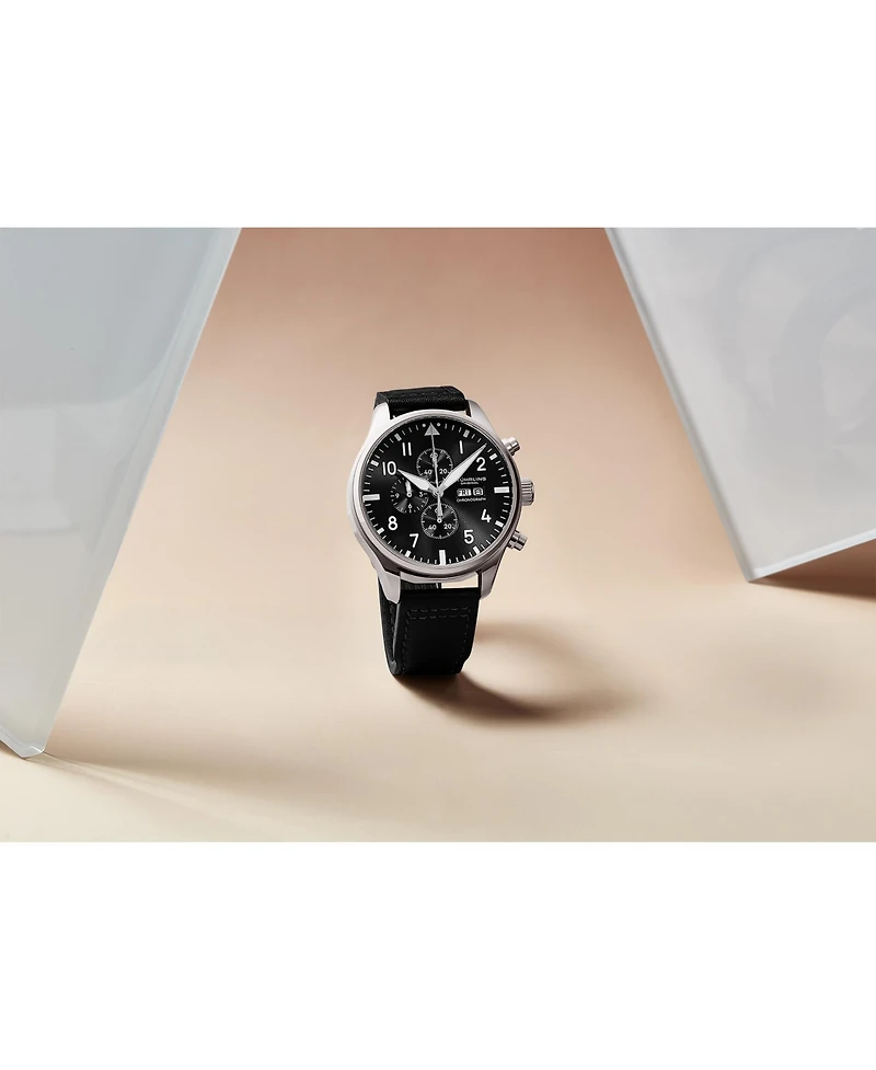 Stuhrling Navigator 4075 Men s 43mm Green Sunray Dial Brown Leather Strap Chronograph Quartz Watch