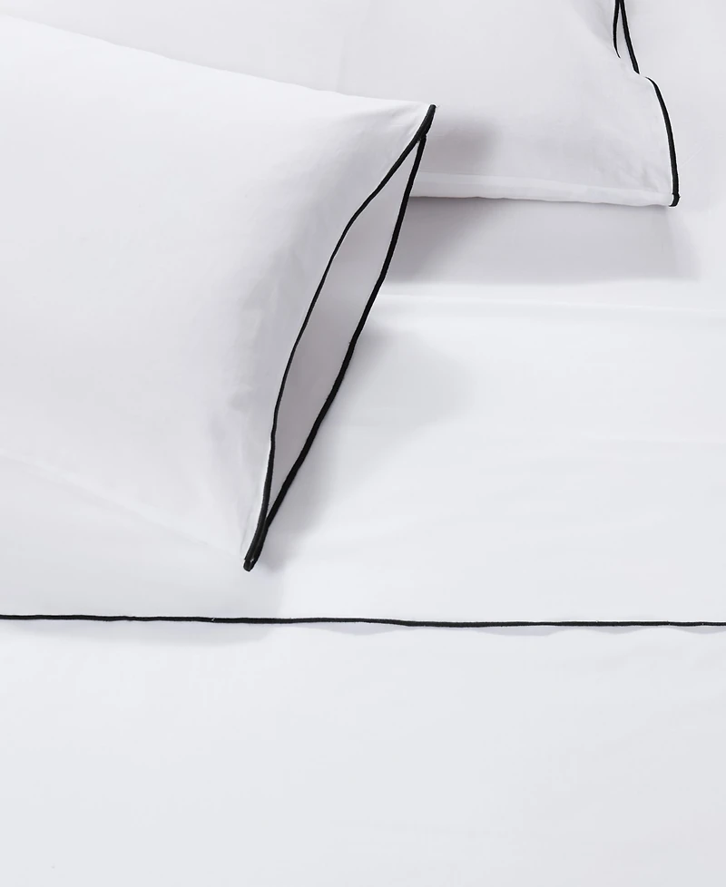 Brooklyn Loom Merrowed Edge 200-Thread Count Cotton 4-Piece Sheet Set