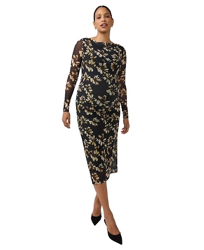 Ingrid + Isabel Maternity Long Sleeve Floral Midi Dress