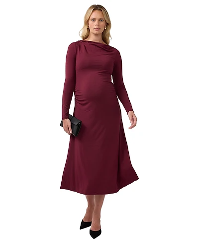 Ingrid + Isabel Maternity Ruched Mock Neck Midi Dress