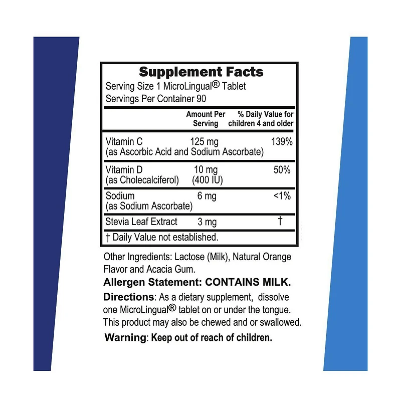Superior Source Kid s C Plus D3, Clean Melts, Quick Dissolve MicroLingual 90 Tablets, Alternative to Gummies, Vitamin C 30mg, D3 400 Iu, Immune