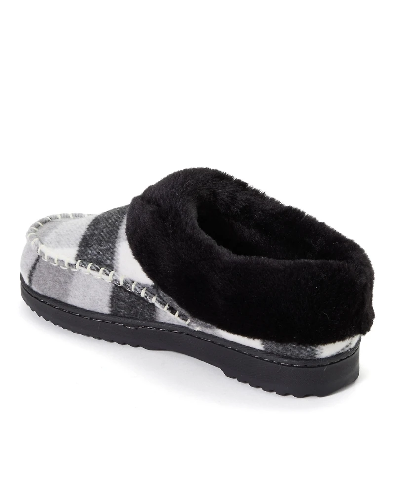 Dearfoams Women's Nyla Plaid Moc Toe Clog Slippers