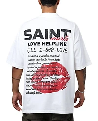 Saint Morta Men's Love Helpline Oversized Mock-Neck Graphic T-Shirt