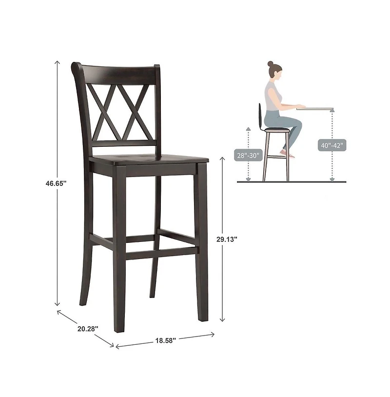iNSPIRE Q Lea Cross Back Bar Stool (Set of 2)