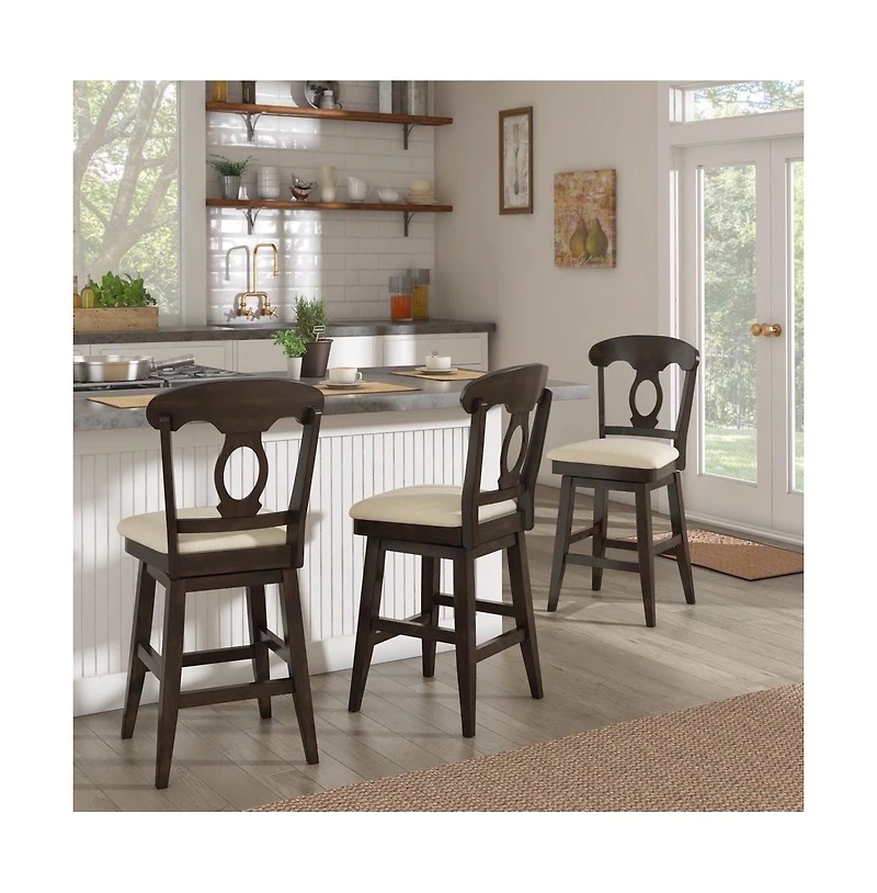 iNSPIRE Q Lea Oval Swivel Counter Stool with Linen Seat