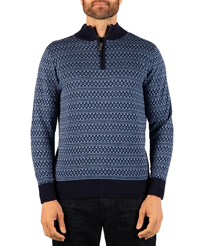 Tailorbyrd Men's Fair Isle Quarter-Zip Mock Neck Sweater