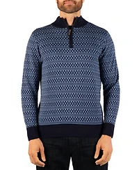 Tailorbyrd Men's Fair Isle Quarter-Zip Mock Neck Sweater