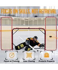 Zealfeel Hockey Net with Backstop 10x6FT, Pro Hockey Goal Training Set with Target Nets, Heavy-Duty Steel Frame and 5-Strand Tear-Resistant Netting
