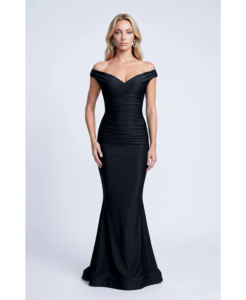 Jessica Angel Women's Ruched Off-the-Shoulder Mermaid Gown