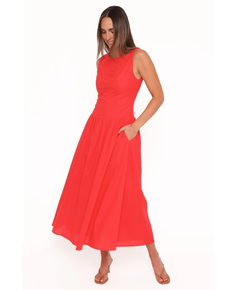 Petal and Pup Women's Evie Drop-Waist Boat-Neckline A-Line Dress