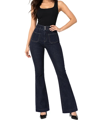 Indigo Poppy Women's Tummy-Control High-Rise Bootcut Jeans