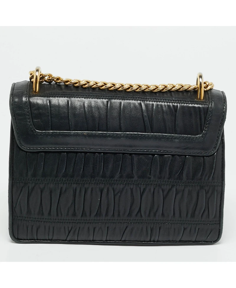 Pre-Owned Prada Gaufre Ruched-Leather Chain Shoulder Bag
