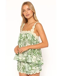 Petal and Pup Women's Lillian Square-Neckline Scallop-Trim Top Shorts, 2-Piece Set