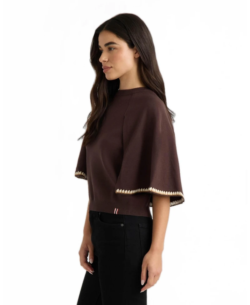 Hunter Women's Cape Sleeve Knit Sweater Top