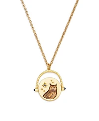 Fable England Owl Spinner Necklace in Gold