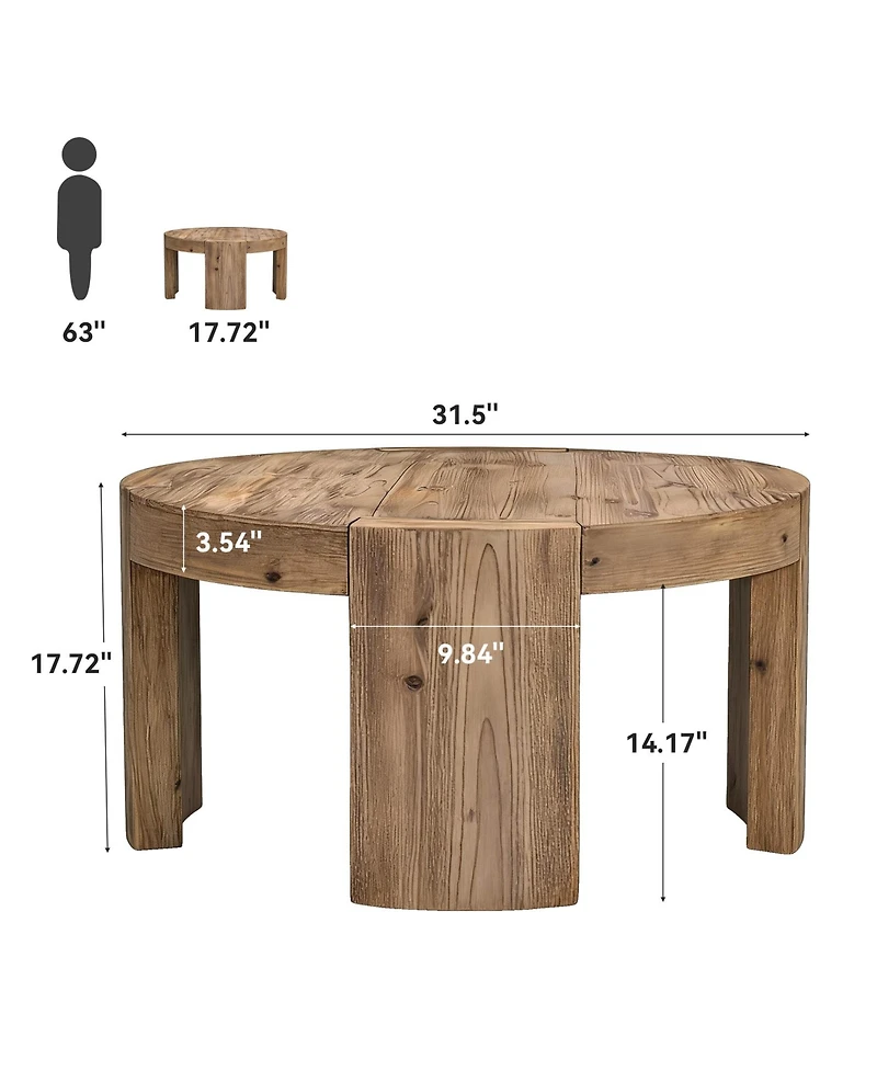 Tribesigns Solid Wood Round Coffee Table, 31.5-Inch Farmhouse Circle Center Cocktail Tea Table
