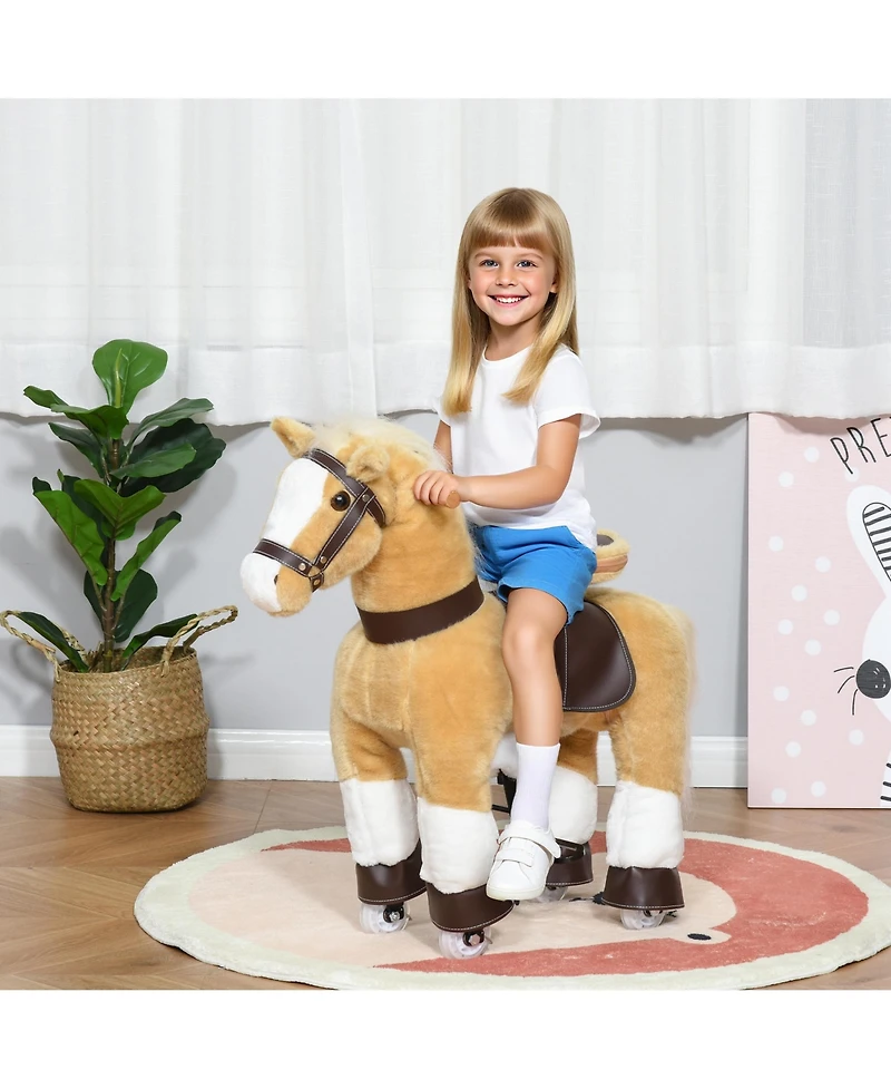 Glintex Ride On Walking Horse Plush Toy with Pedal Drive and Steering Handlebars, Holds 130 lbs, Ages 3-8