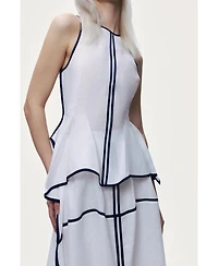 Nocturne Women's Linen High-Waisted Asymmetric Hem Skirt