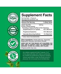 Mav Nutrition Tea Extract Capsules 500 Milligram with Egcg and Naturally Occurring Caffeine, 60 Count