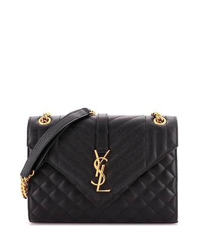 Pre-Owned Saint Laurent Medium Classic Monogram Envelope Satchel Mixed Matelasse Leather