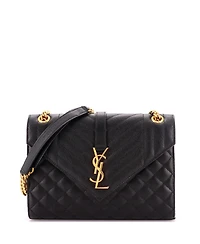 Pre-Owned Saint Laurent Medium Classic Monogram Envelope Satchel Mixed Matelasse Leather