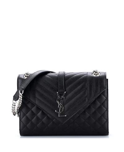 Pre-Owned Saint Laurent Medium Classic Monogram Envelope Satchel Mixed Matelasse Leather